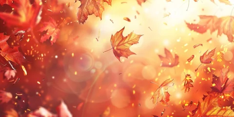 Papier peint photo autocollant rond Corail autumn leaf fall autumn landscape yellow-red leaf Generative AI