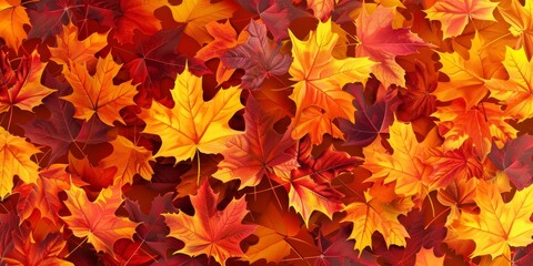 Naklejka na ściany i meble autumn leaf fall autumn landscape yellow-red leaf Generative AI