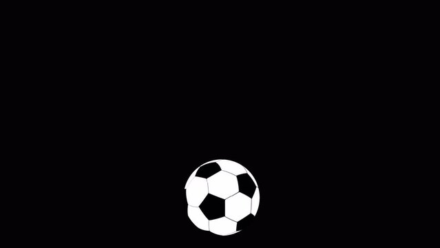 Bouncing ball. Ball jumps up and down. Football. Ball rotation. Loop animation of bounced soccer ball. Realistic 3D soccer ball. Video animation. Alpha channel
