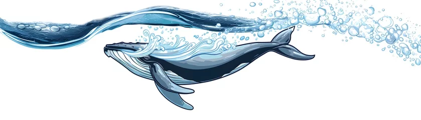 Fotobehang Whale clipart spouting water from its blowhole © PARALOGIA