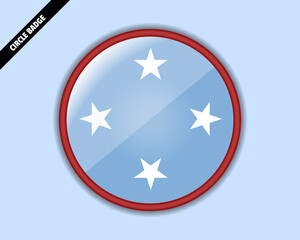 Micronesia flag circle badge, vector design, rounded sign with reflection