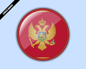 Montenegro flag circle badge, vector design, rounded sign with reflection