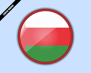 Oman flag circle badge, vector design, rounded sign with reflection