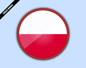 Poland flag circle badge, vector design, rounded sign with reflection