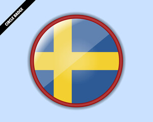Sweden flag circle badge, vector design, rounded sign with reflection