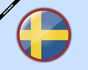 Fototapeta premium Sweden flag circle badge, vector design, rounded sign with reflection