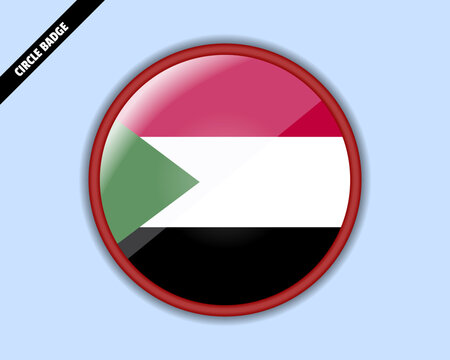 Sudan flag circle badge, vector design, rounded sign with reflection