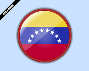 Obraz premium Venezuela flag circle badge, vector design, rounded sign with reflection
