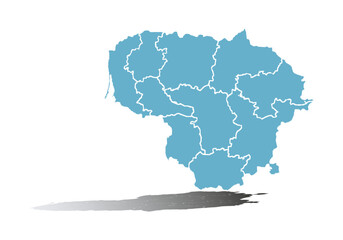 Obraz premium Mapa azul de Lituania en fondo blanco.
