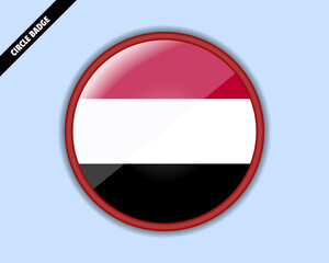 Yemen flag circle badge, vector design, rounded sign with reflection