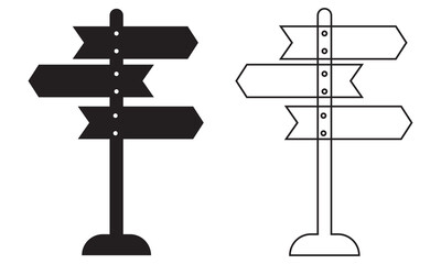 illustration of a set of pointers, signpost icon vector. Editable stroke.  vector illustration. EPS 10