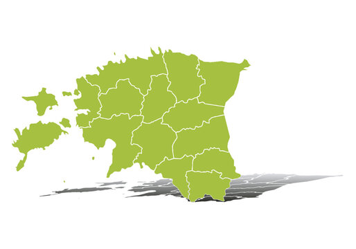 Mapa verde de Estonia en fondo blanco.