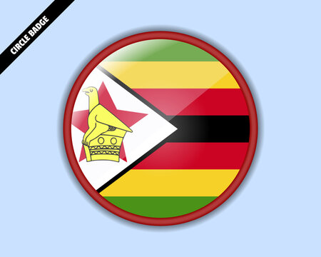 Zimbabwe flag circle badge, vector design, rounded sign with reflection