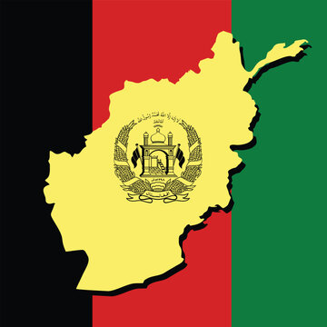 Vector Afghanistan flag with map Afghanistan flag with map illustration, Afghanistan flag with map picture or  Afghanistan flag with map image