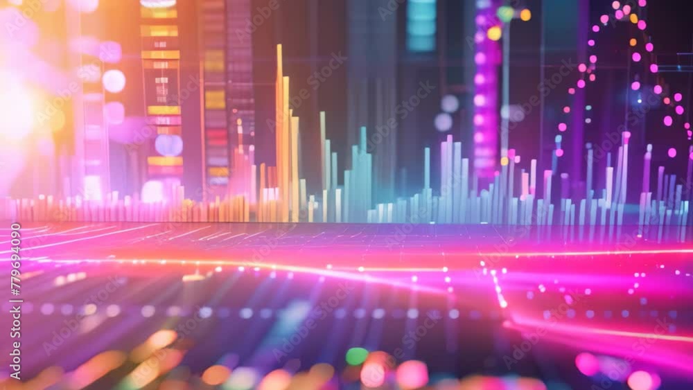 Poster this photo features a vibrant abstract background filled with an assortment of vivid lines and dots,
