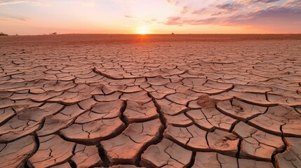 Photograph of drought land, dry cracked clay, salt ground - obrazy, fototapety, plakaty