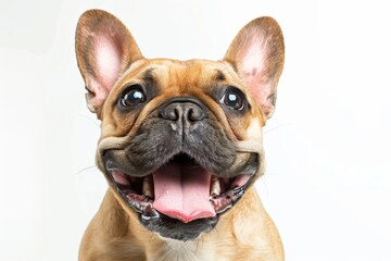 Fototapeta premium French bulldog sticking out tongue on white background
