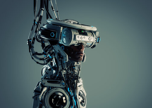 Transcendent Fusion: The Cyborg Symphony - A Vision of Man, Machine, and Humanity in a Techno-Halo Nexus