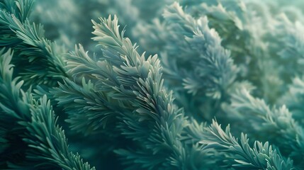 Flowing Evergreens: Fluid forms of fir leaves sway in tranquil harmony.