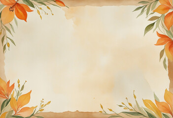 background texture watercolor frame embossed paper brown orange  bright colors color spring fall - obrazy, fototapety, plakaty