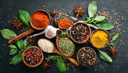 Flavor Fusion: Vibrant Herbs and Spices for Indian Cooking, Top View