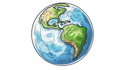 Earth Cartoon Drawing logo vector on transparent background.