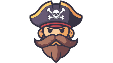 Modern Cartoon Pirate Head Design vector on transparent background.