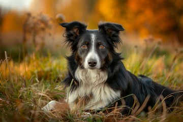Fototapeta premium Male border collie posing cutely in park