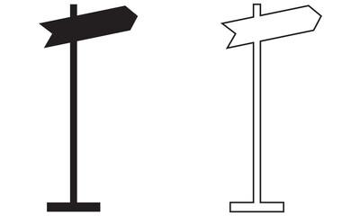 Different thickness signage icon set. Modern road signs silhouettes. Signpost writing, pointer line icon, outline vector sign, isolated linear style pictogram. Symbol, logo. Editable stroke. EPS 10 