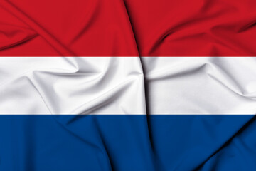 Beautifully waving and striped Netherlands flag, flag background texture with vibrant colors and...