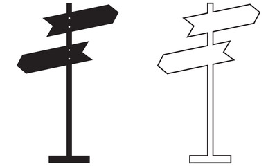 Different thickness signage icon set. Modern road signs silhouettes. Signpost writing, pointer line icon, outline vector sign, isolated linear style pictogram. Symbol, logo. Editable stroke. EPS 10 