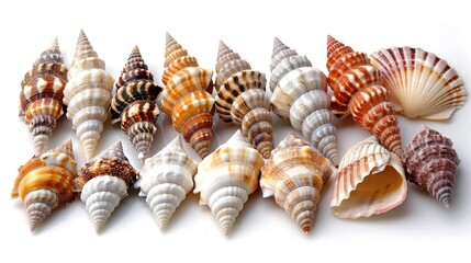 Captivating Spiral of Diverse and Colorful Seashell Specimens in Harmonious Arrangement