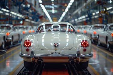 The Assembly Line Journey of Vintage White Cars