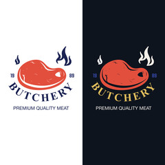 Premium Butchery Shop Logo Design. Custom Meat Logo for Branding and Marketing. Unique Butcher Logo vector illustration