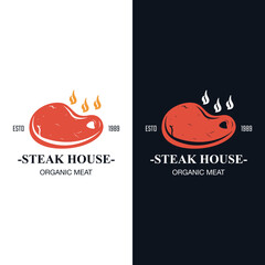 Steak house Shop Logo Design. Custom Meat Logo for Branding and Marketing. Unique Butcher Logo vector illustration