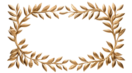 Elegant golden leaf border frame, cut out
