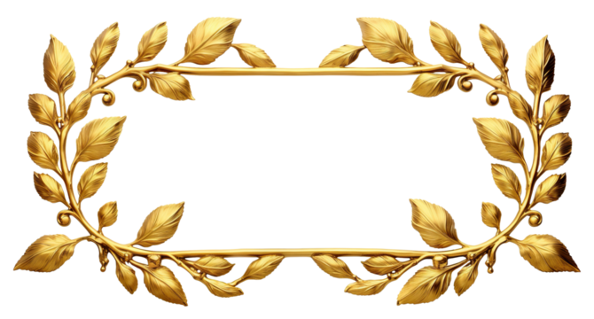 Elegant golden leaf border frame, cut out
