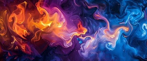 Poster Liquid flames of color leap and swirl, igniting the darkness with their radiant brilliance. © LOVE ALLAH LOVE