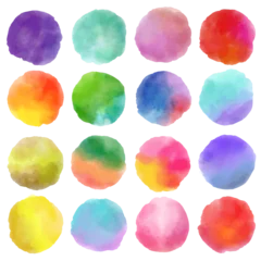 Fotobehang 水彩のカラフルな円のグラフィック素材 © sayurisakana
