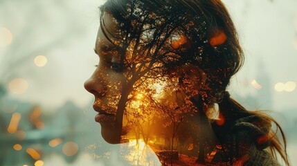 A poignant double exposure showcases a teacher's impact: a present-day teacher is merged with the image of her former student who has now become a successful professional.