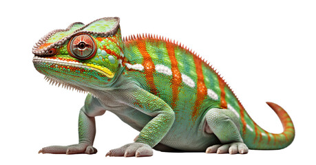 Fototapeta premium Vibrantly colored chameleon cut out