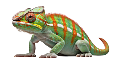 Vibrantly colored chameleon cut out