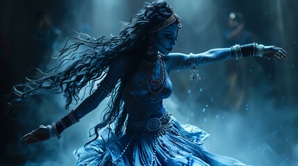 goddess Kali Ma performing the dance of creation, preservation and destruction, Hindu deity, goddess of death and destruction