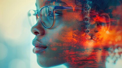Through the art of double exposure, the transformative power of education is illuminated: scenes of students overcoming challenges merge with images of teachers offering support and encouragement. - obrazy, fototapety, plakaty
