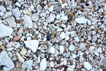 small pebbles with many small stones isolated top view 