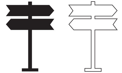 Sinpost icon. Signboard vector set. Sign direction. Sign board isolated seet on white background. Editable stroke.  vector illustration. EPS 10