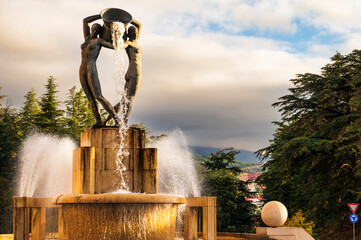 views of L'Aquila city during a sunny autumnal morning, Italy