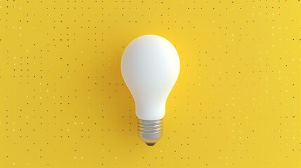 A white light bulb centered on a yellow background with small dots