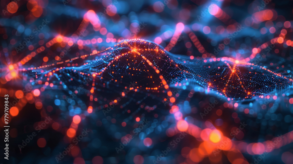 Aufkleber digital abstract, a dynamic digital visualization of a data landscape.
