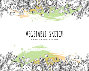 Assorted vegetable sketches vector set